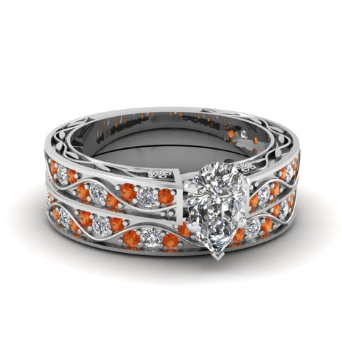pear-cut-antique-filigree-wedding-ring-set-with-orange-sapphire-in-white-gold-FDENS3543PEGSAOR-NL-WG