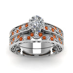 Load image into Gallery viewer, pear-cut-antique-filigree-wedding-ring-set-with-orange-sapphire-in-white-gold-FDENS3543PEGSAORANGLE5-NL-WG