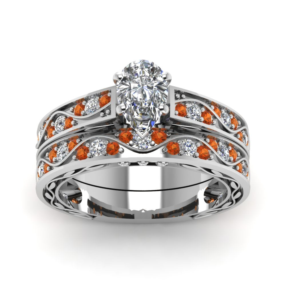pear-cut-antique-filigree-wedding-ring-set-with-orange-sapphire-in-white-gold-FDENS3543PEGSAORANGLE5-NL-WG