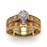 Load image into Gallery viewer, pear-cut-antique-filigree-wedding-ring-set-with-orange-sapphire-in-yellow-gold-FDENS3543PEGSAORANGLE5-NL-YG