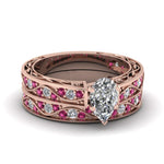 Load image into Gallery viewer, pear-cut-antique-filigree-wedding-ring-set-with-pink-sapphire-in-rose-gold-FDENS3543PEGSADRPI-NL-RG