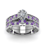 Load image into Gallery viewer, pear-cut-antique-filigree-wedding-ring-set-with-purple-amethyst-in-white-gold-FDENS3543PEGVITOANGLE5-NL-WG
