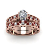 Load image into Gallery viewer, pear-cut-antique-filigree-wedding-ring-set-with-ruby-in-rose-gold-FDENS3543PEGRUDRANGLE5-NL-RG