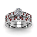 Load image into Gallery viewer, pear-cut-antique-filigree-wedding-ring-set-with-ruby-in-white-gold-FDENS3543PEGRUDRANGLE5-NL-WG