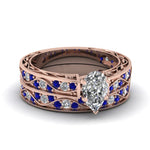 Load image into Gallery viewer, pear-cut-antique-filigree-wedding-ring-set-with-sapphire-in-rose-gold-FDENS3543PEGSABL-NL-RG