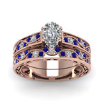 Load image into Gallery viewer, pear-cut-antique-filigree-wedding-ring-set-with-sapphire-in-rose-gold-FDENS3543PEGSABLANGLE5-NL-RG