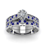 Load image into Gallery viewer, pear-cut-antique-filigree-wedding-ring-set-with-sapphire-in-white-gold-FDENS3543PEGSABLANGLE5-NL-WG