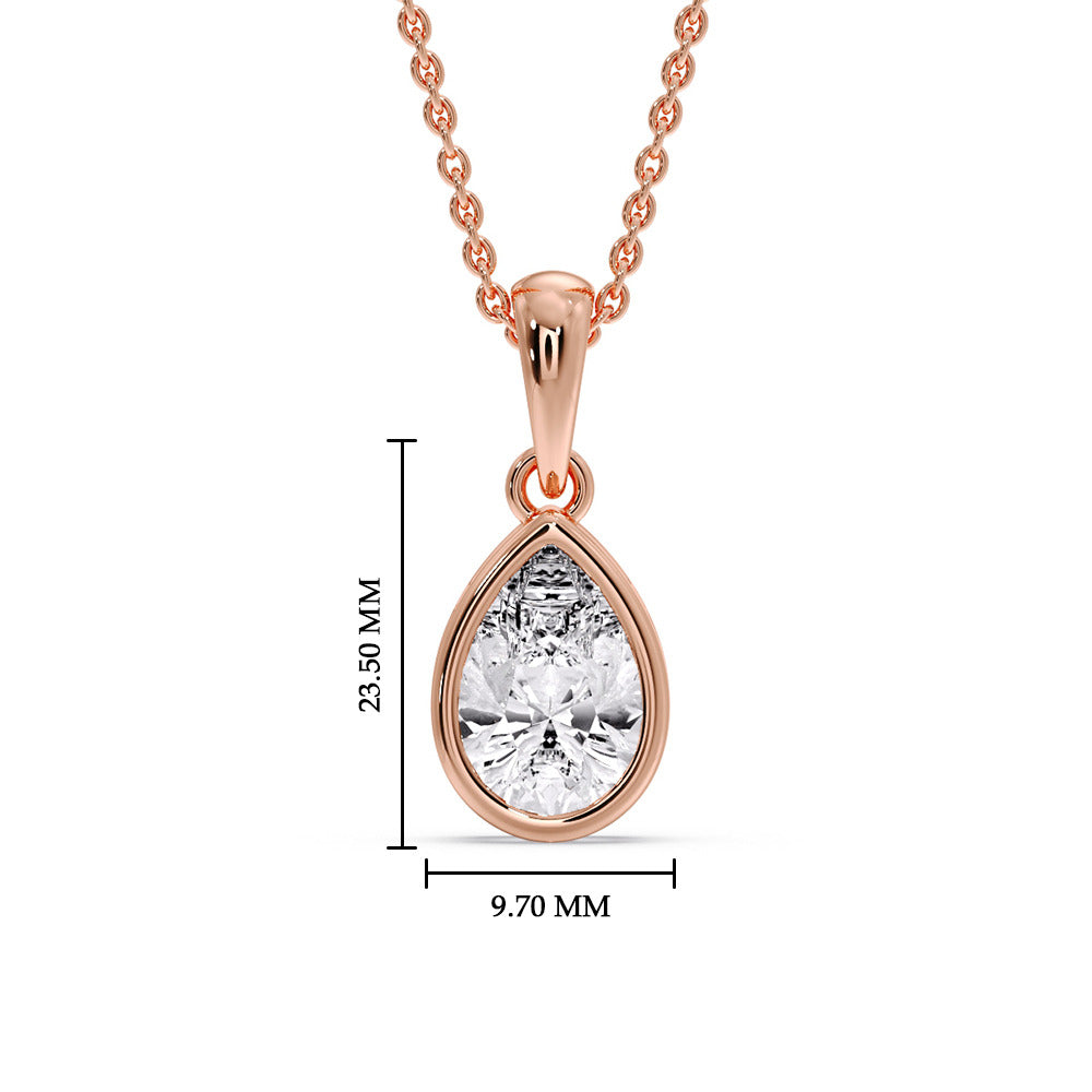 Bezel Pear Water Drop Solitaire Pendant