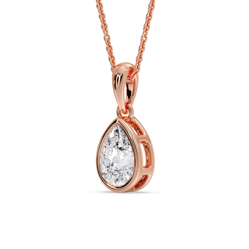 Bezel Pear Water Drop Solitaire Pendant