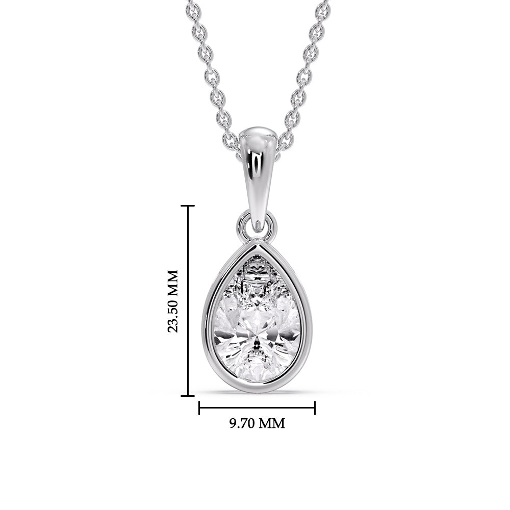 Bezel Pear Water Drop Solitaire Pendant