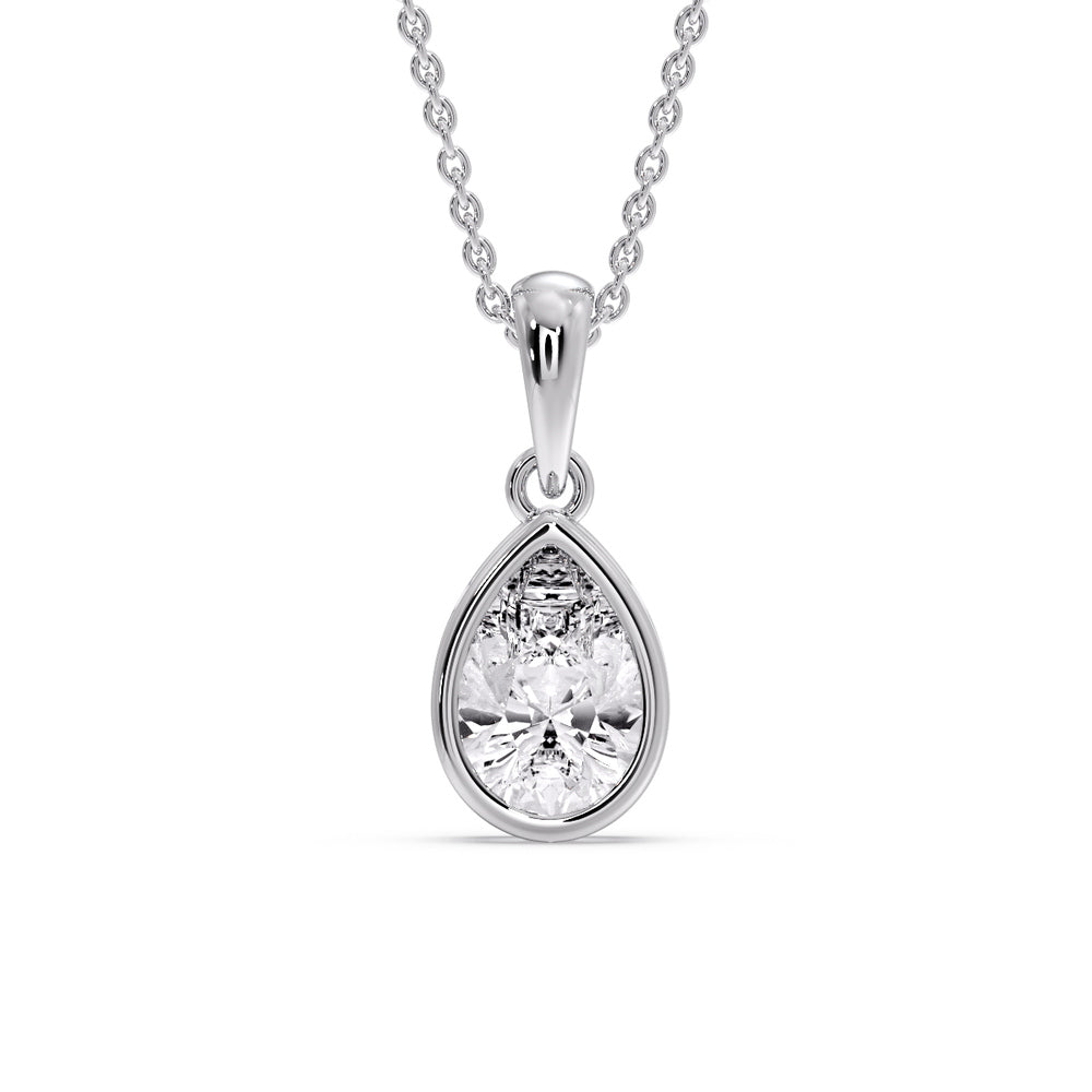 Bezel Pear Water Drop Solitaire Pendant