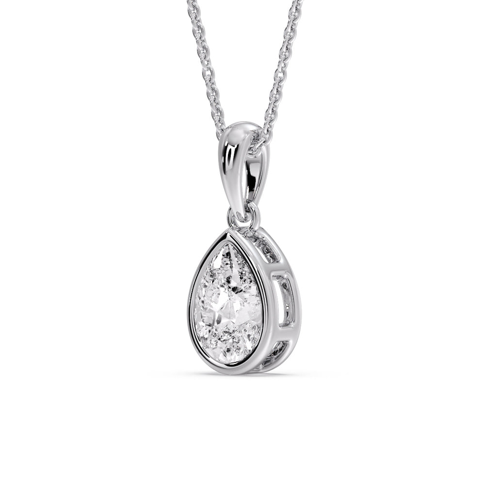 Bezel Pear Water Drop Solitaire Pendant