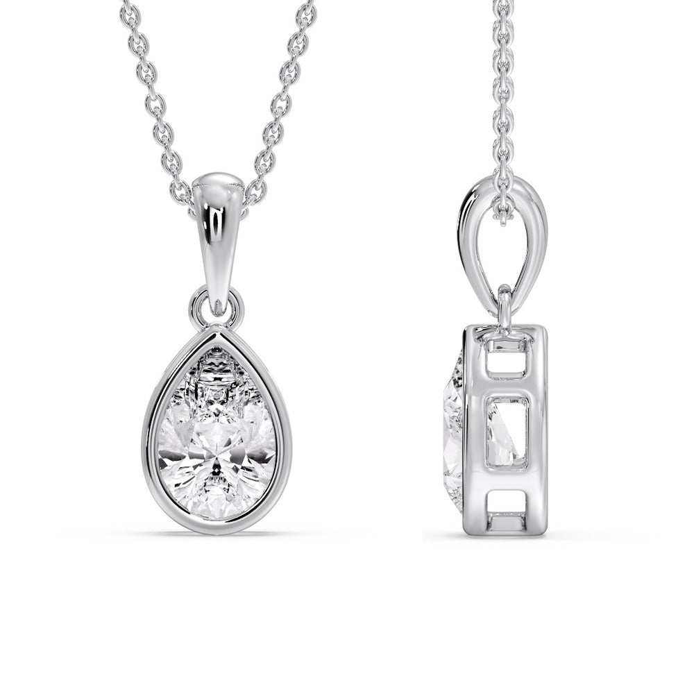 Bezel Pear Water Drop Solitaire Pendant