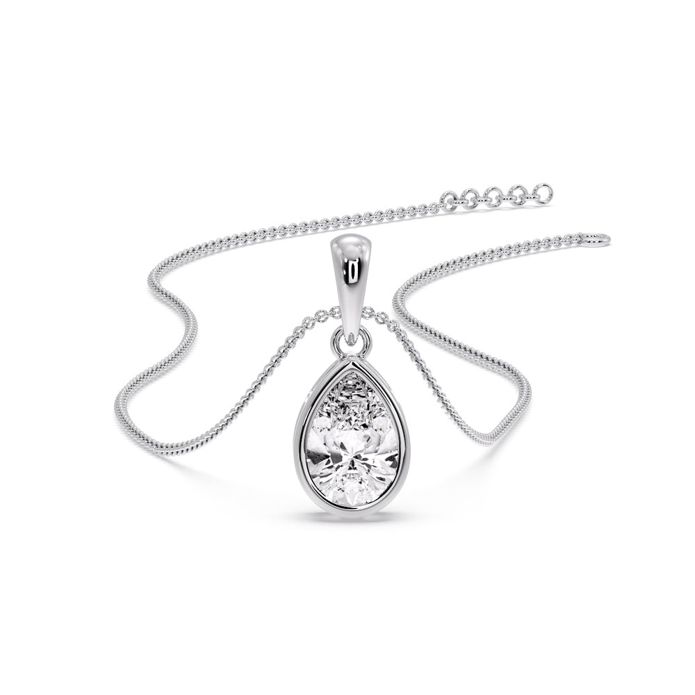 Bezel Pear Water Drop Solitaire Pendant