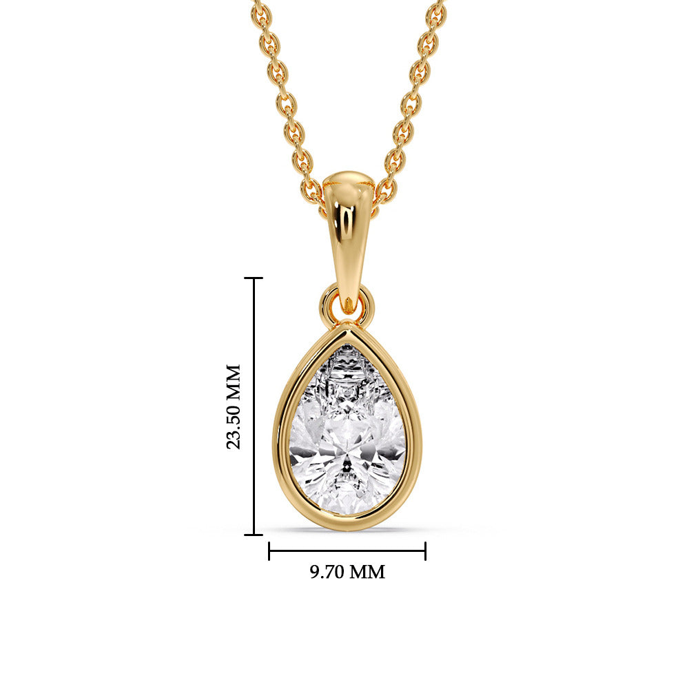 Bezel Pear Water Drop Solitaire Pendant