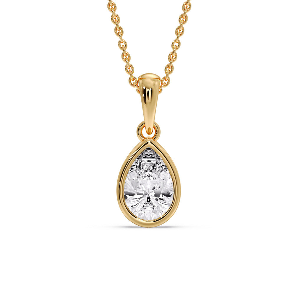 Bezel Pear Water Drop Solitaire Pendant