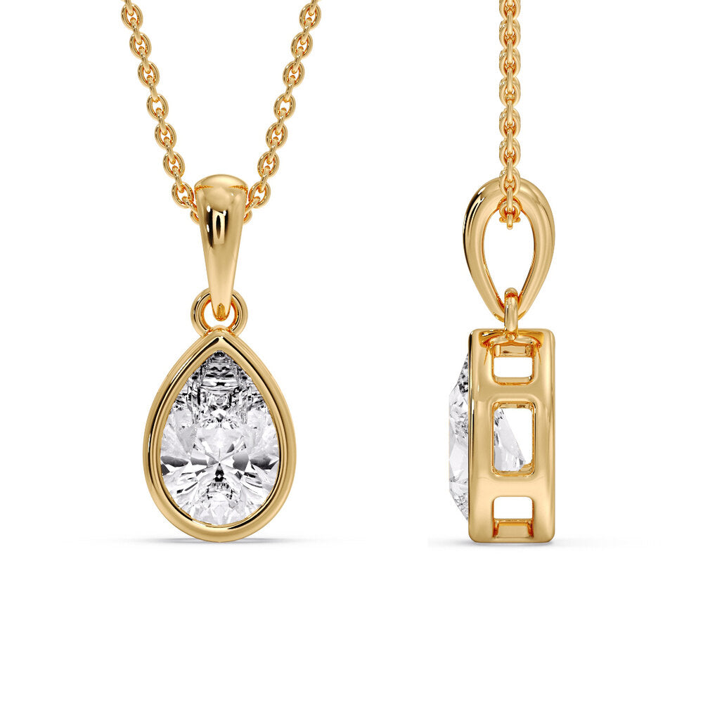 Bezel Pear Water Drop Solitaire Pendant