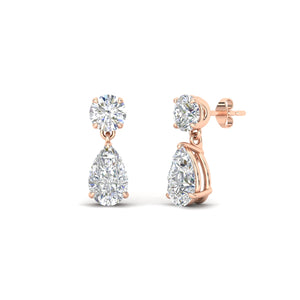 Round And Pear Drop Stud Earrings