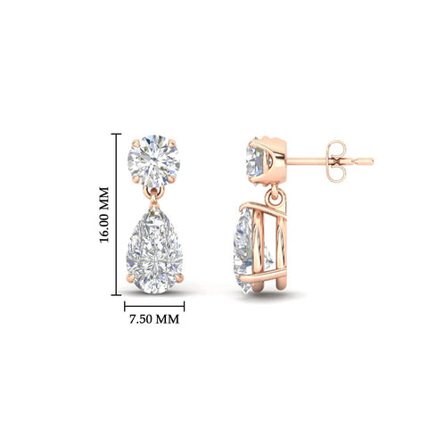 Round And Pear Drop Stud Earrings