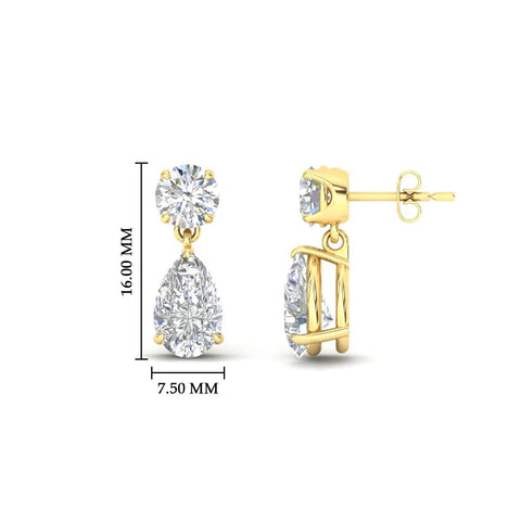 Round And Pear Drop Stud Earrings