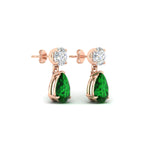 Load image into Gallery viewer, pear-cut-emerald-stud-earrings-with-drop-design-in-rose-gold-fdear11550pegemgrangle4-nl-rg.jpg?v=1769058047