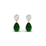 Load image into Gallery viewer, pear-cut-emerald-stud-earrings-with-drop-design-in-yellow-gold-fdear11550pegemgrangle2-nl-yg.jpg?v=1769059227