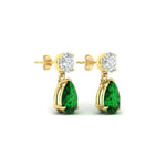 Load image into Gallery viewer, pear-cut-emerald-stud-earrings-with-drop-design-in-yellow-gold-fdear11550pegemgrangle4-nl-yg.jpg?v=1769059227