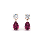Load image into Gallery viewer, pear-cut-pink-sapphire-stud-earrings-with-drop-design-in-rose-gold-fdear11550pegsadrpiangle2-nl-rg.jpg?v=1769058047