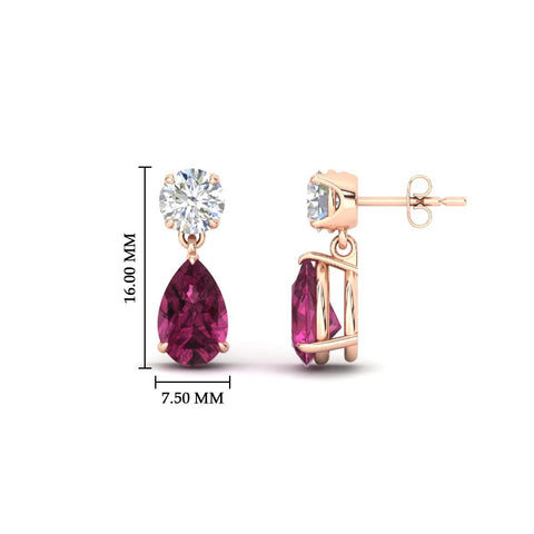Round And Pear Drop Stud Earrings
