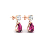 Load image into Gallery viewer, pear-cut-pink-sapphire-stud-earrings-with-drop-design-in-rose-gold-fdear11550pegsadrpiangle4-nl-rg_fcef3843-5438-45e6-b40d-14b04fd08d88.jpg?v=1769058047