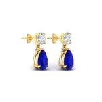 Load image into Gallery viewer, pear-cut-sapphire-stud-earrings-with-drop-design-in-yellow-gold-fdear11550pegsablangle4-nl-yg.jpg?v=1769059227