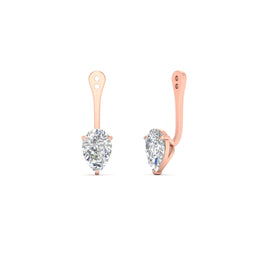 Pear Cut Solitaire Diamond Ear Jacket Earrings