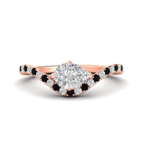 Pear Shaped Curved Pavé Diamond Engagement Ring