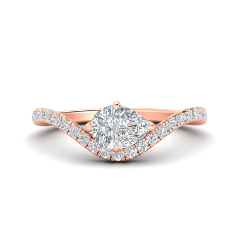 Pear Shaped Curved Pavé Diamond Engagement Ring
