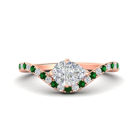 Pear Shaped Curved Pavé Diamond Engagement Ring