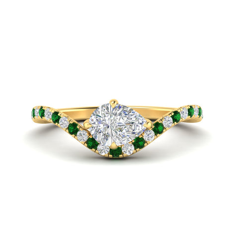 Pear Shaped Curved Pavé Diamond Engagement Ring