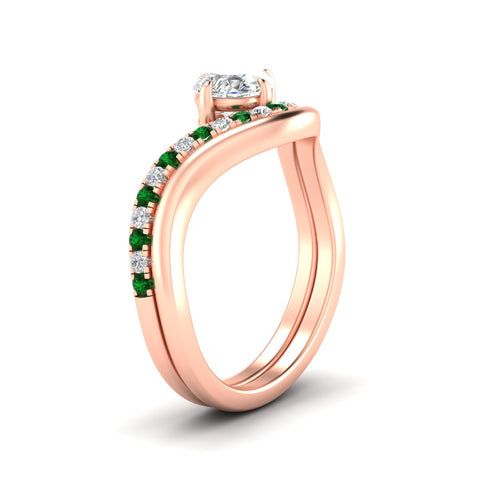Horizontal Pear Shaped Pavé Curved Diamond Bridal Set
