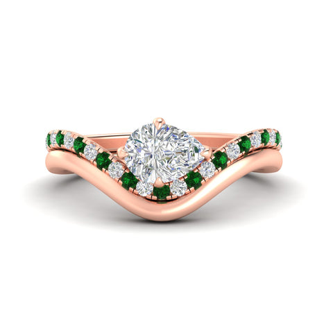 Horizontal Pear Shaped Pavé Curved Diamond Bridal Set