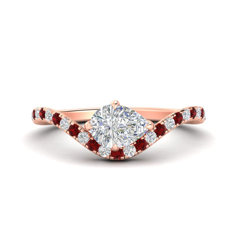 Pear Shaped Curved Pavé Diamond Engagement Ring