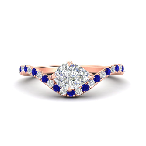 Pear Shaped Curved Pavé Diamond Engagement Ring