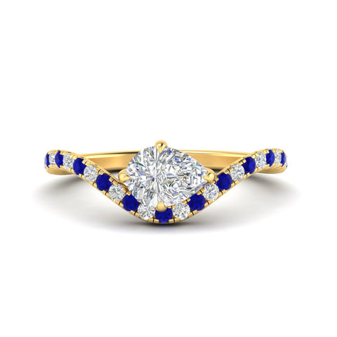 Pear Shaped Curved Pavé Diamond Engagement Ring