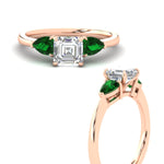 Load image into Gallery viewer, pear-diamond-cathedral-asscher-cut-engagement-ring-with-emerald-in-rose-gold-fdenr9210asrgemgrangle3-nl-rg.jpg?v=1758259331
