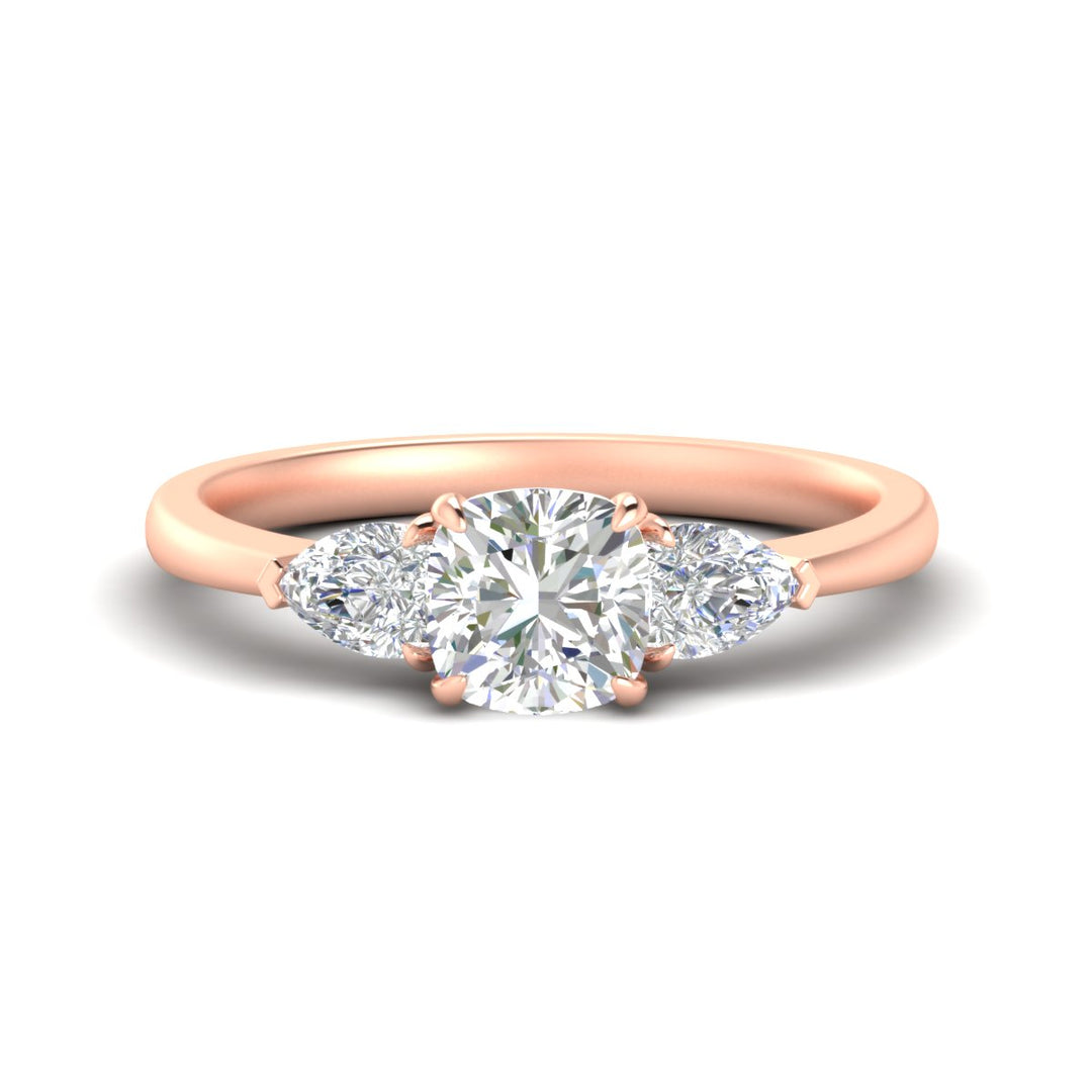 Pear 3 Stone Cathedral Ring
