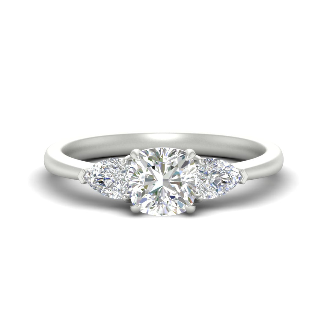 Pear 3 Stone Cathedral Ring