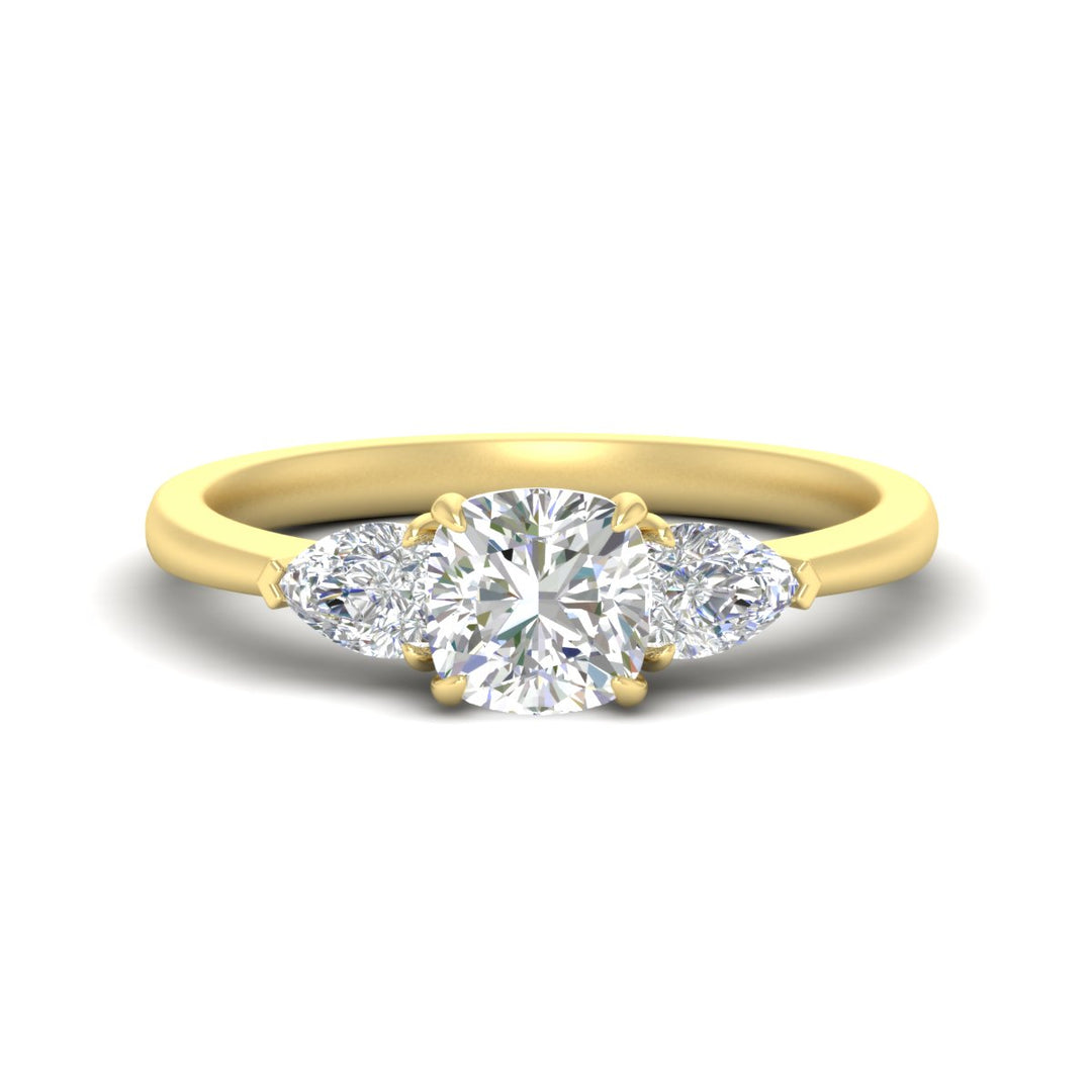 Pear 3 Stone Cathedral Ring