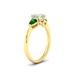 Load image into Gallery viewer, pear-diamond-cathedral-cushion-cut-engagement-ring-with-emerald-in-yellow-gold-fdenr9210curgemgrangle2-nl-yg
