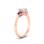 Load image into Gallery viewer, pear-diamond-cathedral-cushion-cut-engagement-ring-with-pink-sapphire-in-rose-gold-fdenr9210curgsadrpiangle2-nl-rg
