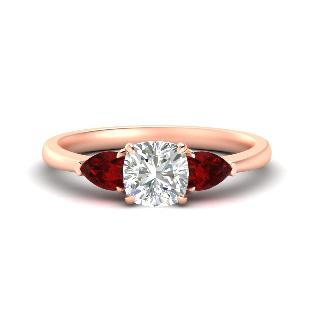 Pear 3 Stone Cathedral Ring