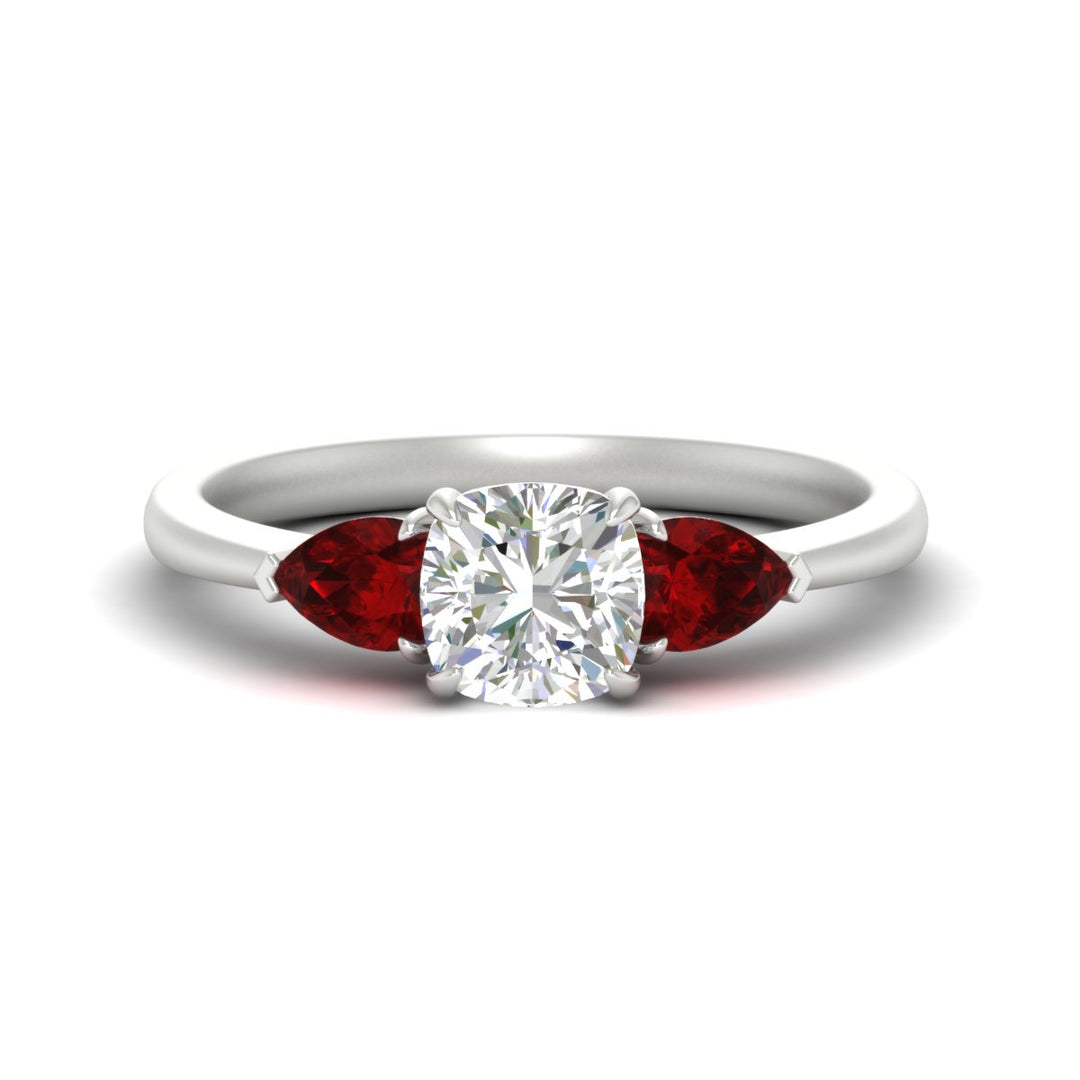 Pear 3 Stone Cathedral Ring