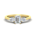Load image into Gallery viewer, 3 Stone Emerald Cut Lab Diamond Cathedral Ring With Pear Accents